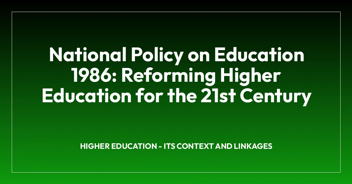 Higher Education - Its Context and Linkages • Teachers Institute